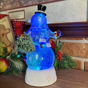 Festive Snowman Color Changing Light Up Snow Globe Christmas Decor